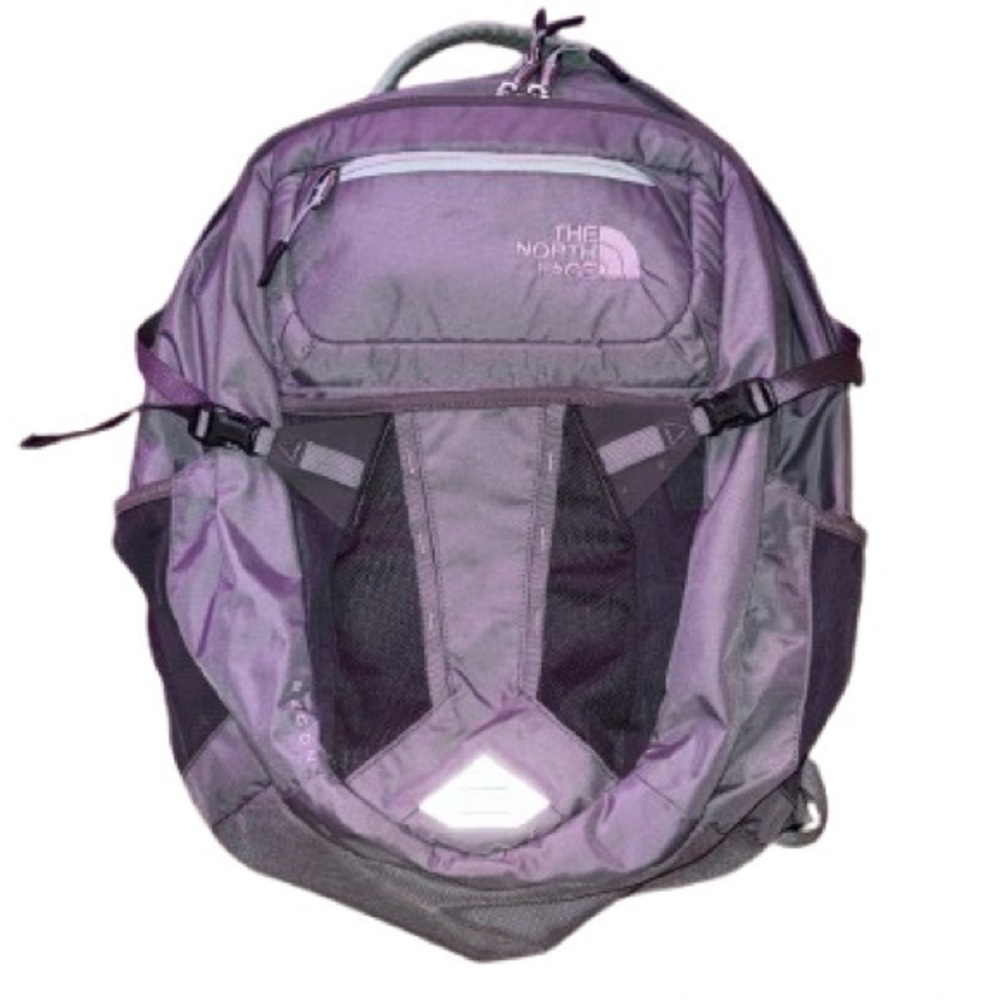 The North Face gray and mint green recon backpack